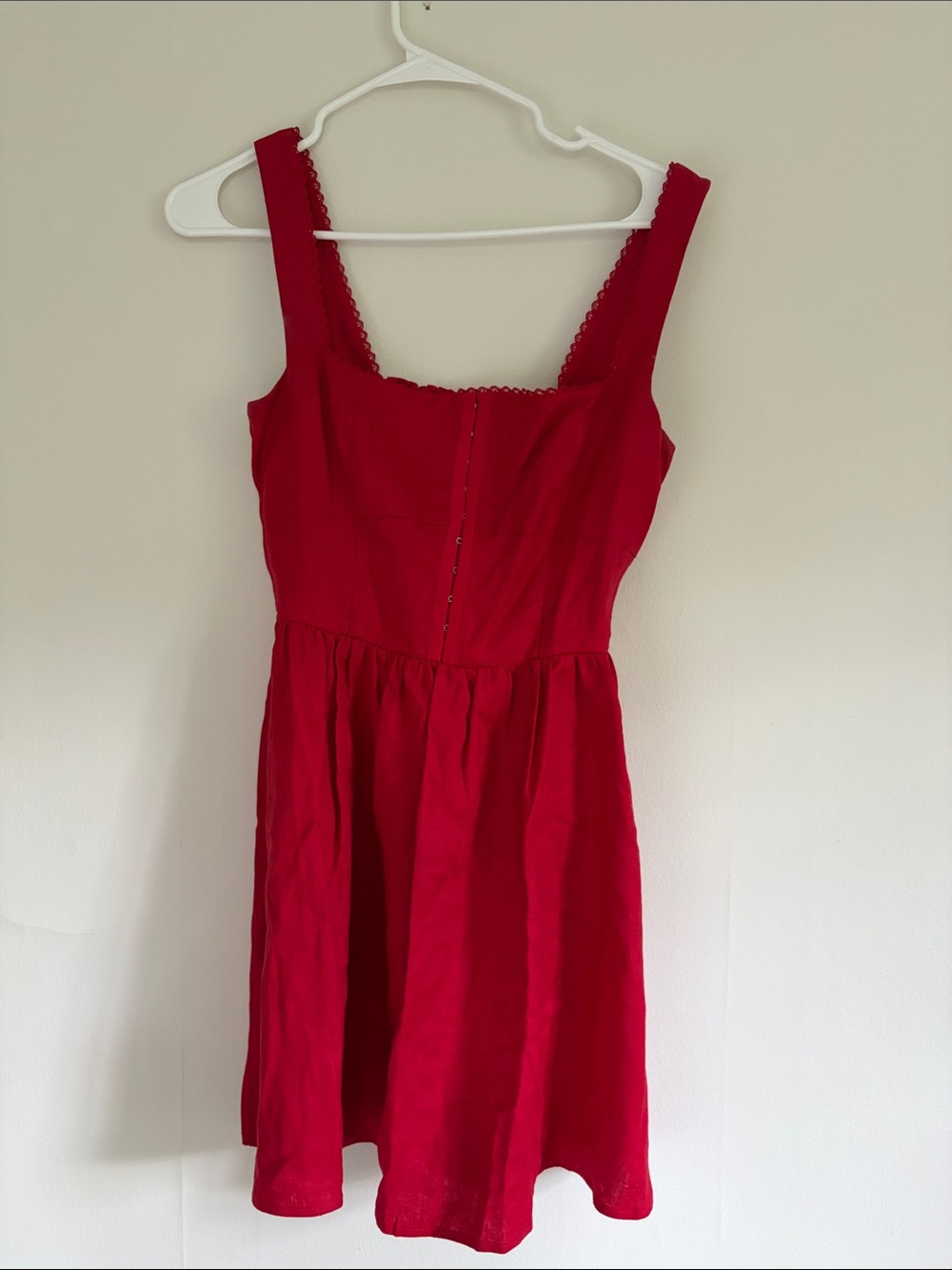 Red Sleeveless Mini Dress with Square Neckline